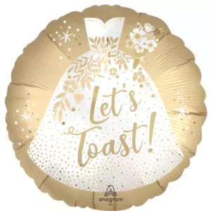 Anagram 18 inch Satin Gold Lets Toast Wedding Foil Balloons