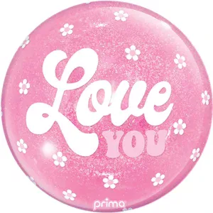Prima 10 inch Love You Flowers Light Pink Glitter Sphere Foil Balloon (Air Filled)