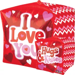 Anagram 15 inch I Love You Hugs and Kisses Ultrashape Cubez Foil Balloon