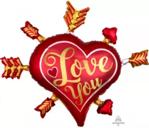 Anagram 34 inch Satin Heart Love You Supershape Foil Balloon