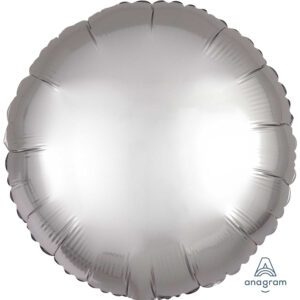 Anagram 18 inch Satin Luxe Platinum Round Foil Balloon