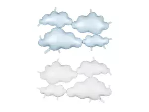 Party Deco 39 inch Light Blue & White Double Sided Clouds Backdrop Foil Balloon
