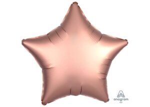 Anagram 18 inch Satin Luxe Rose Copper Star Foil Balloon