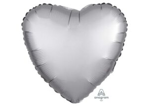 Anagram 18 inch Satin Luxe Platinum Heart Foil Balloon