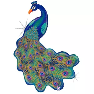 Betallic 42 inch Glitter Peacock Birthday Holographic Foil Balloon
