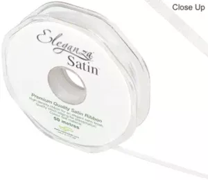 Eleganza White 3mm x 50m Satin Ribbon
