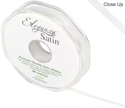 Eleganza White 3mm x 50m Satin Ribbon