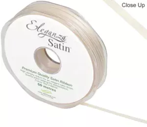 Eleganza Cream 3mm x 50m Satin Ribbon