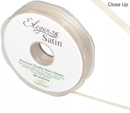 Eleganza Cream 3mm x 50m Satin Ribbon