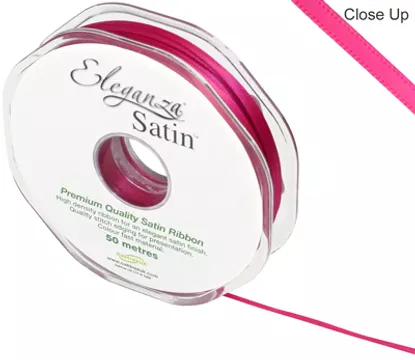 Eleganza Fuchsia 3mm x 50m Satin Ribbon