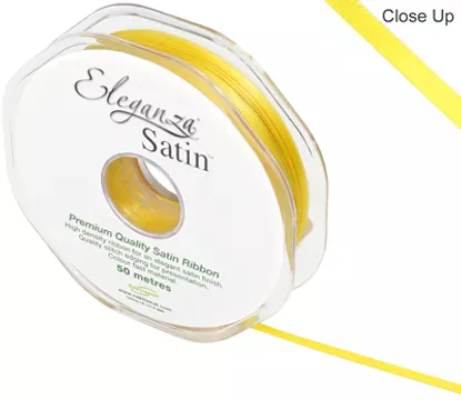 Eleganza Yellow 3mm x 50m Satin Ribbon