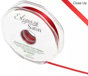 Eleganza Red 3mm x 50m Satin Ribbon