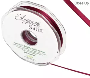 Eleganza Burgundy 3mm x 50m Satin Ribbon
