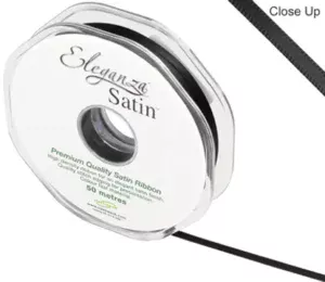 Eleganza Black 3mm x 50m Satin Ribbon