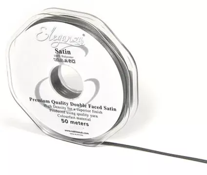 Eleganza Graphite 3mm x 50m Satin Ribbon