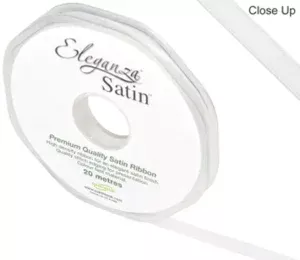 Eleganza White 6mm x 20m Satin Ribbon