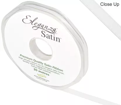 Eleganza White 6mm x 20m Satin Ribbon