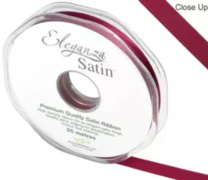 Eleganza Burgundy 10mm x 20m Satin Ribbon