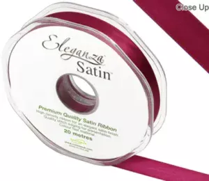 Eleganza Burgundy 15mm x 20m Satin Ribbon