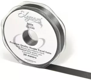 Eleganza Graphite 15mm x 20m Satin Ribbon