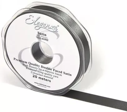 Eleganza Graphite 15mm x 20m Satin Ribbon