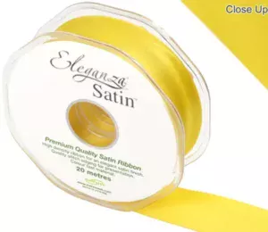 Eleganza Yellow 25mm x 20m Satin Ribbon