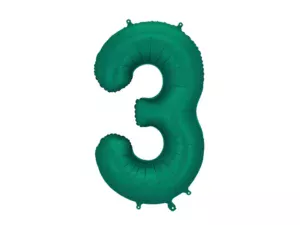 Party Deco 34 inch Bottle Green Number 3 Foil Balloon