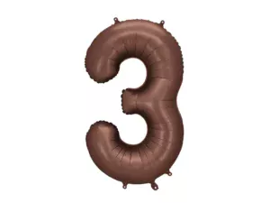 Party Deco 34 inch Mocha Number 3 Foil Balloon