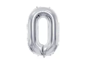 Party Deco 28 inch Silver number 0 Foil Balloon