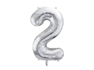 Party Deco 28 inch Silver number 2 Foil Balloon