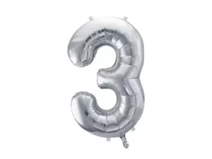 Party Deco 28 inch Silver number 3 Foil Balloon