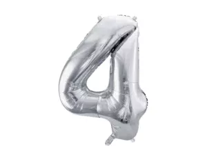 Party Deco 28 inch Silver number 4 Foil Balloon