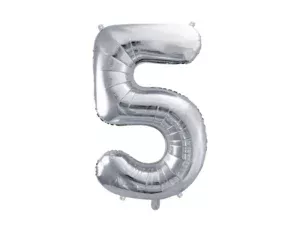 Party Deco 28 inch Silver number 5 Foil Balloon