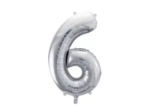 Party Deco 28 inch Silver number 6 Foil Balloon