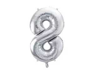 Party Deco 28 inch Silver number 8 Foil Balloon