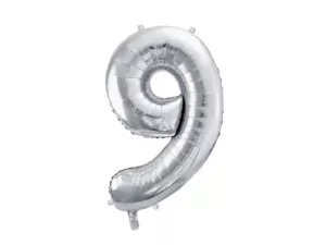 Party Deco 28 inch Silver number 9 Foil Balloon