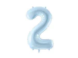 Party Deco 28 inch Light Blue Number 2 Foil Balloon
