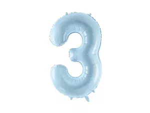 Party Deco 28 inch Light Blue Number 3 Foil Balloon