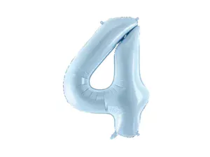 Party Deco 28 inch Light Blue Number 4 Foil Balloon
