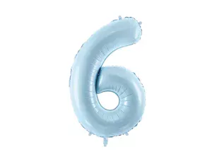 Party Deco 28 inch Light Blue Number 6 Foil Balloon