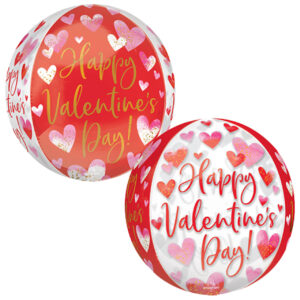 Anagram 15 inch Red White Happy Valentines Hearts Orbz Foil Balloon