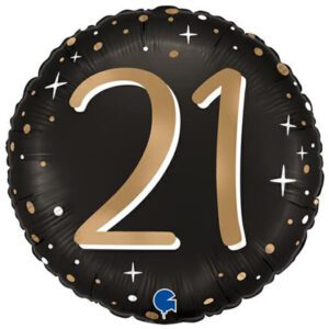 Grabo 18 inch Black & Gold Sparkle 21st Birthday Foil Balloon