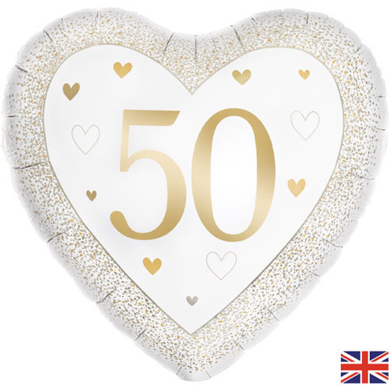 Oaktree 18 inch Happy 50th Anniversary Gold Heart Foil Balloon