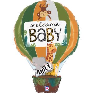 Grabo 30 inch Jungle Welcome Baby Hot Air Balloon Foil Balloon