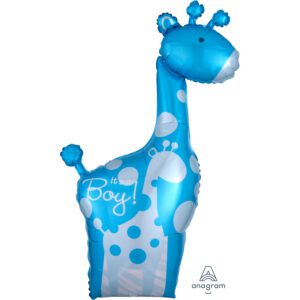 Anagram 42 inch Mom & Baby Blue Giraffes Its a Boy SuperShape Foil Balloon