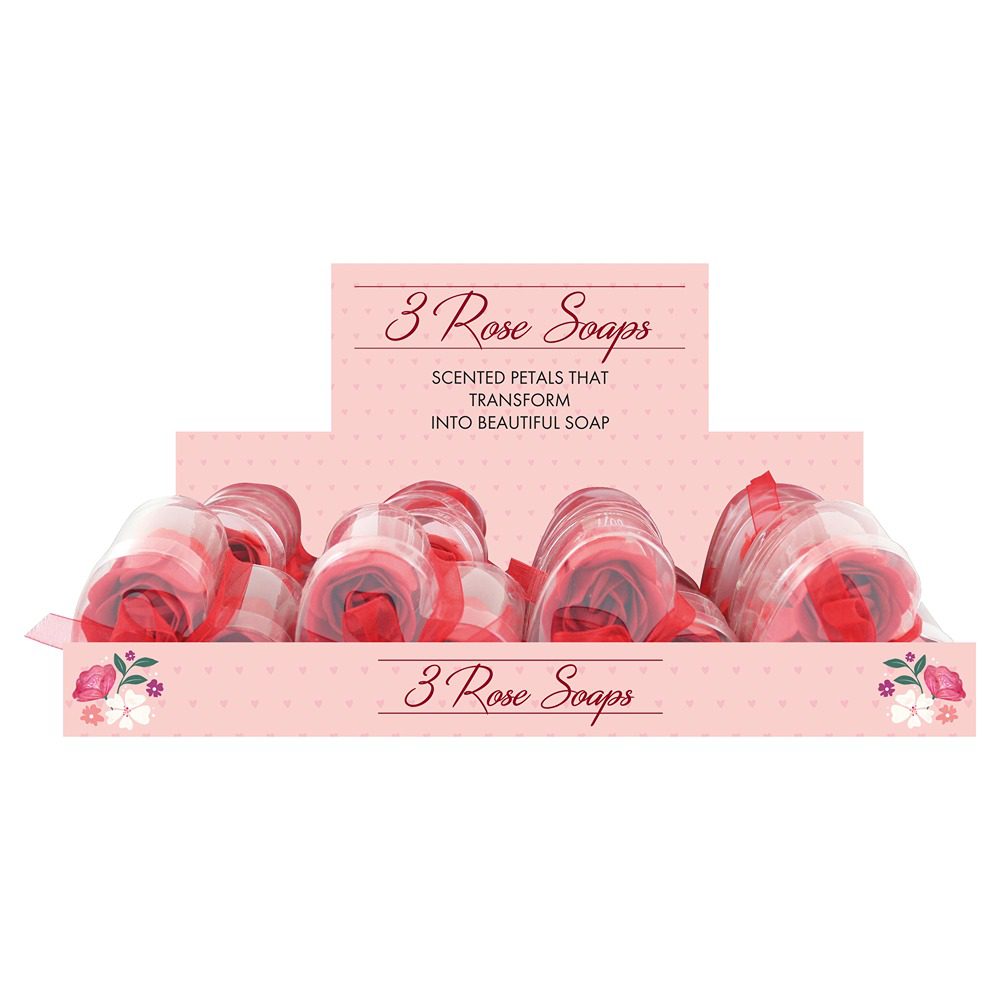 3 Piece Rose Soaps 16 Pack
