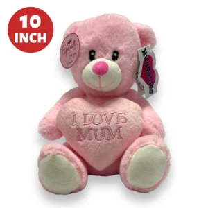 10 inch I Love Mum Pink Bear With Heart