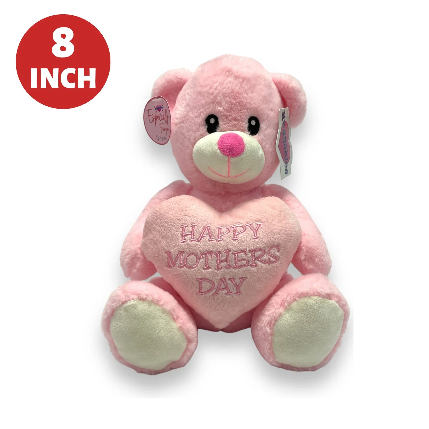 8 inch Happy Mothers Day Pink Bear With Heart