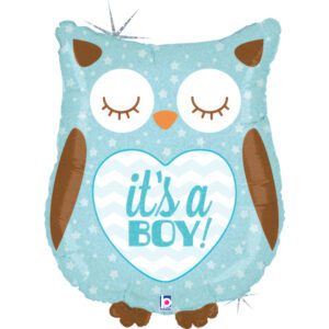 Grabo 26 inch It's A Boy Owl Holographic Foil Balloon