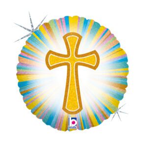 Grabo 18 inch Colourful Communion Gold Cross Foil Balloon